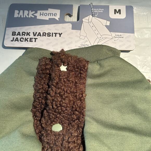 Bark Other - BARK Home Varsity Dog Jacket Size Medium - Green/Brown New In Package